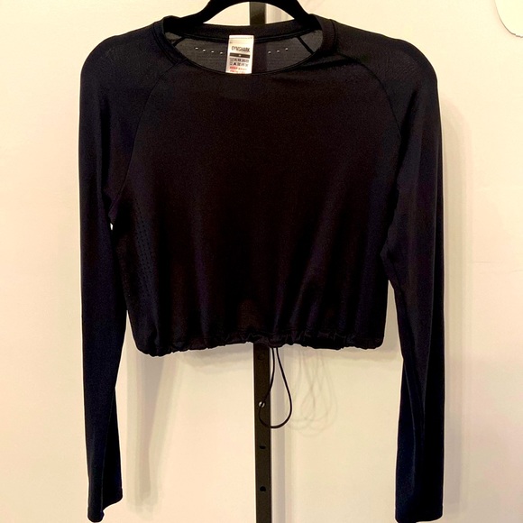 Gymshark Women's Black Crop-top Exercise Training Workout Drawstring Size Medium - Picture 1 of 8